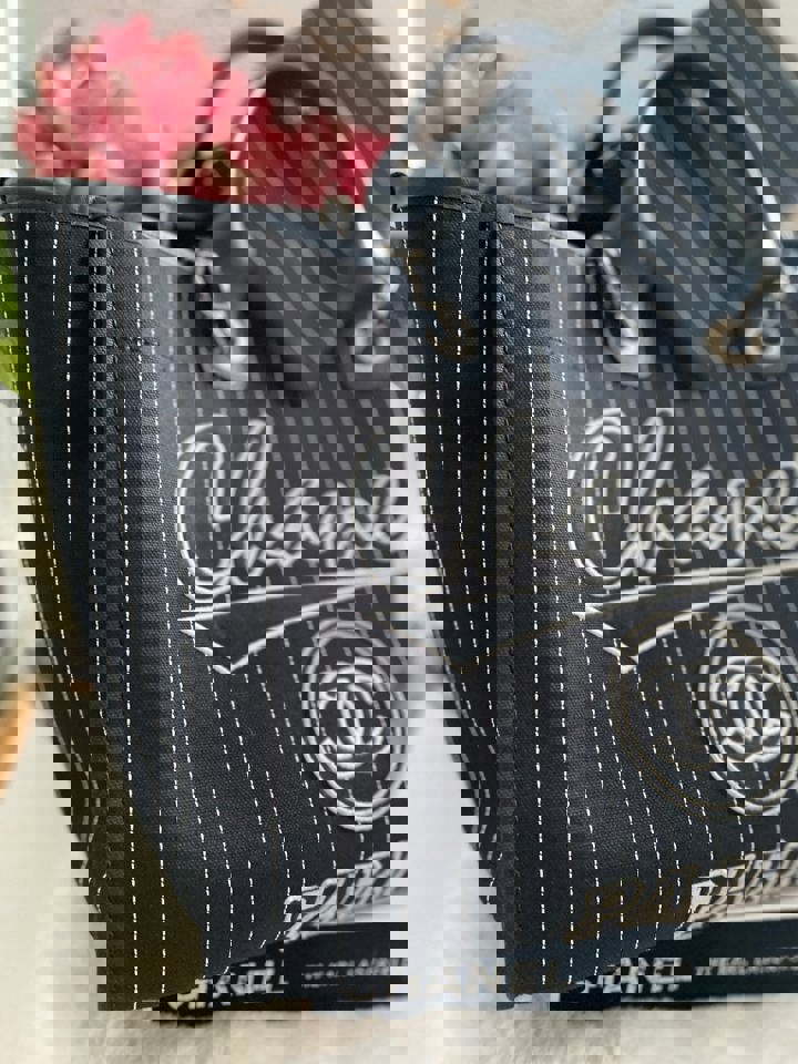 Chanel 23P 2023 collection in Black/White Stripe Canvas Deauville Tote with Top Handle and detachable pouch size Medium (15 inches)