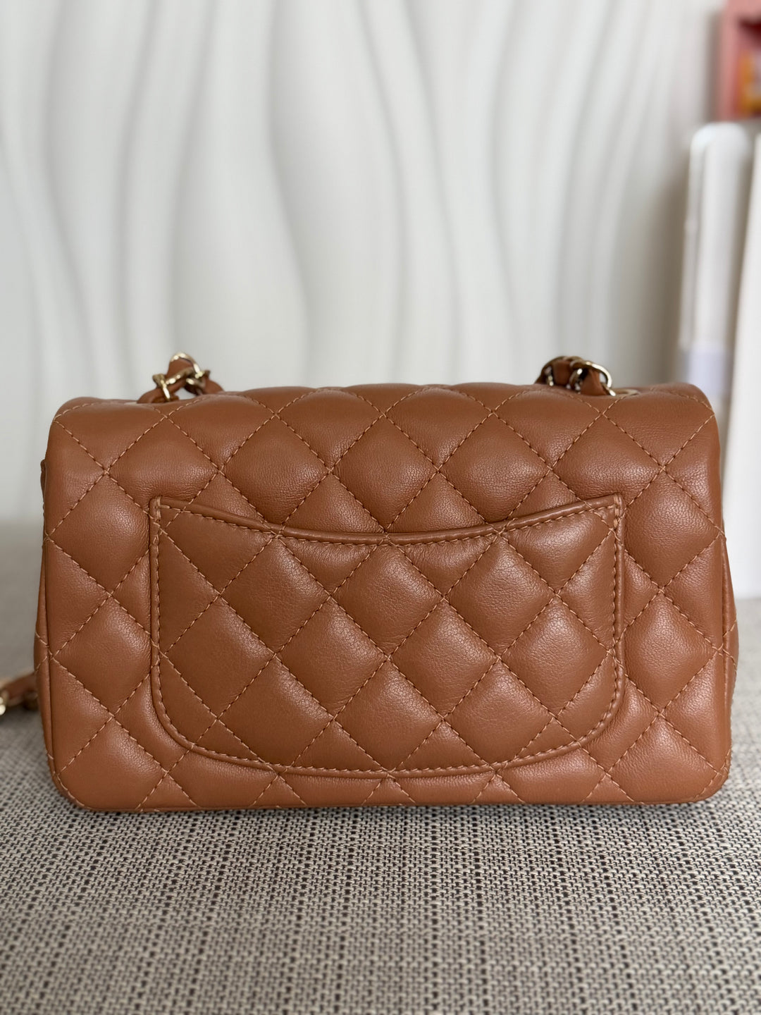CHANEL 22S collection Caramel Brown NB356 Lambskin LGHW Mini Rectangular Flap Bag 2022