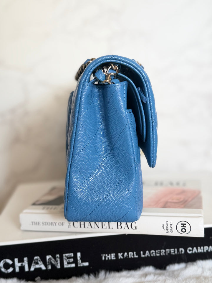 Chanel series 30 2020 Blue Caviar LGHW Medium ML timeless Classic double Flap Bag