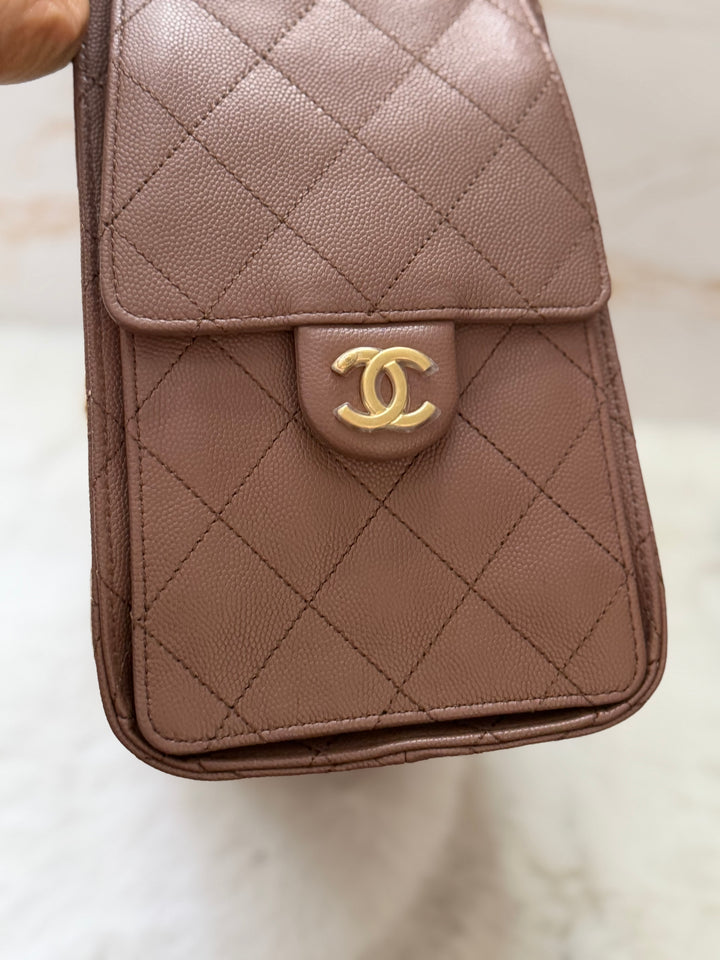 CHANEL 26P collection Brown Caviar 25 Hobo Bag Aged GHW Size SMALL