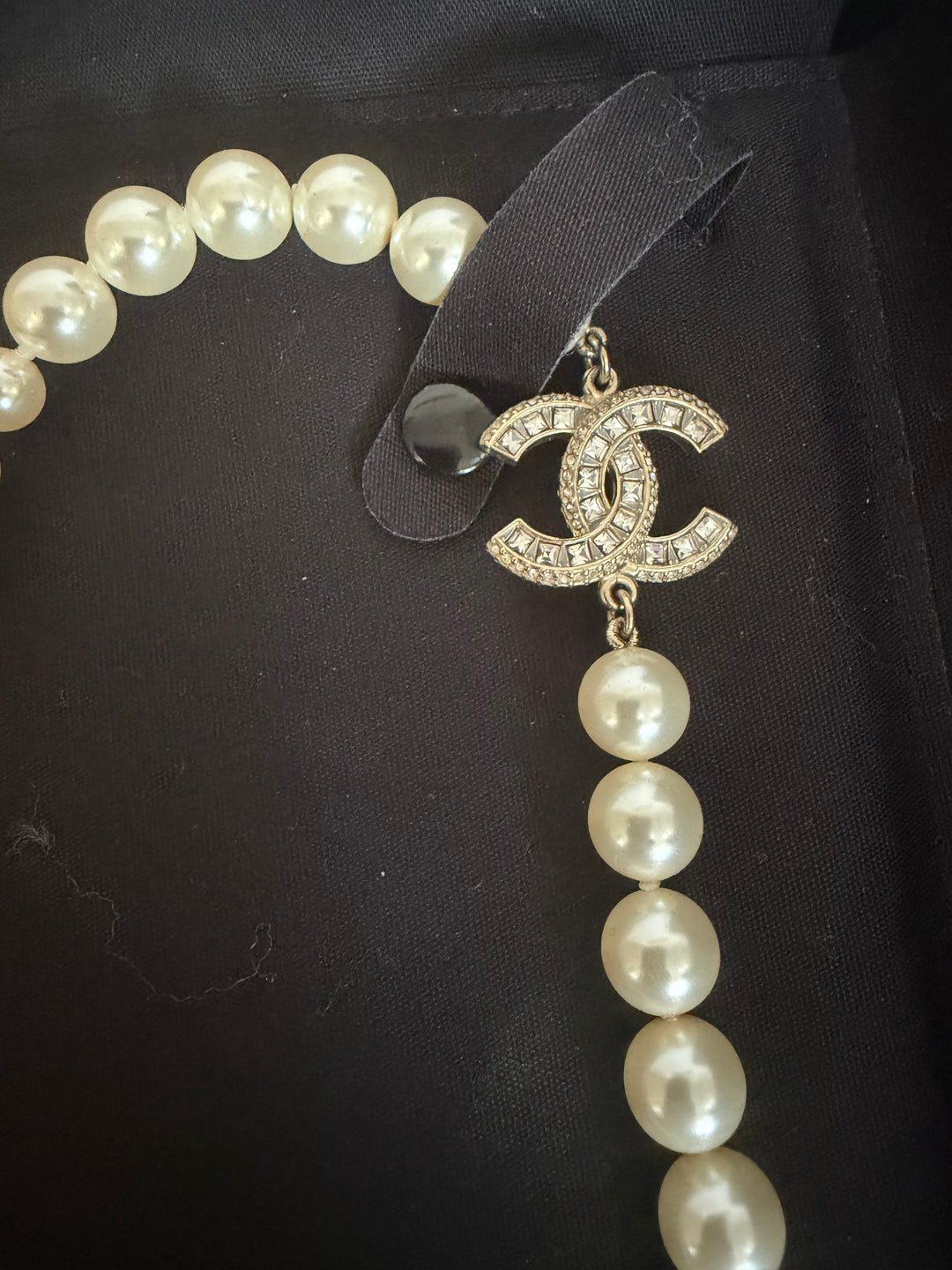 CHANEL Graduated Faux Pearl CC Necklace GHW