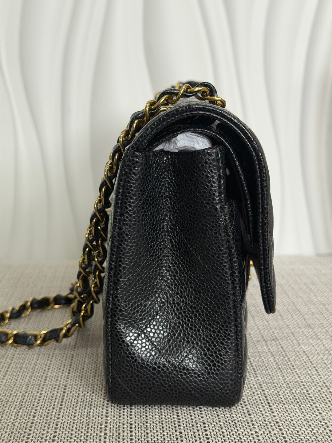 CHANEL 2022 Black Caviar GHW Timeless Classic Medium ML 11.12 Double Flap Bag