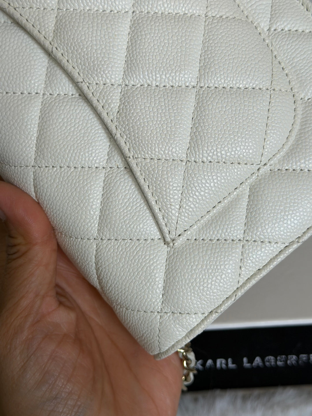 CHANEL White Caviar LGHW Classic Wallet on Chain (WOC) 2024