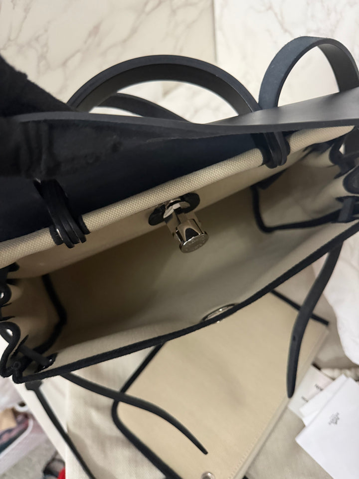 Hermes Herbag Zip 31 Bag in Noir/Beton Palladium Hardware