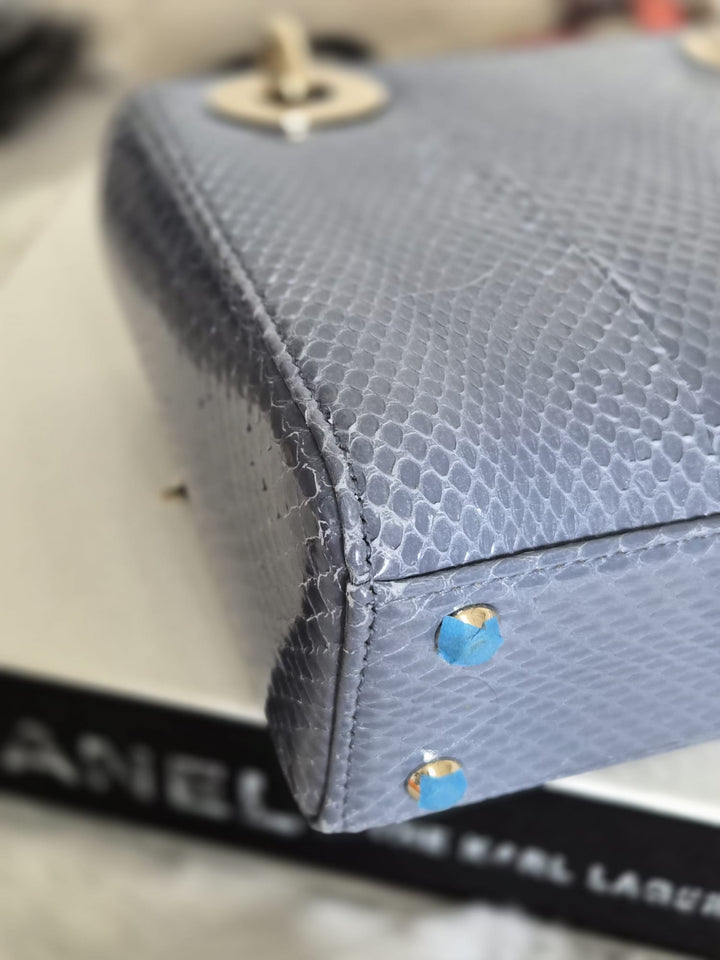 DIOR Lady Dior MINI in Blue Grey Python Leather LGHW 2020