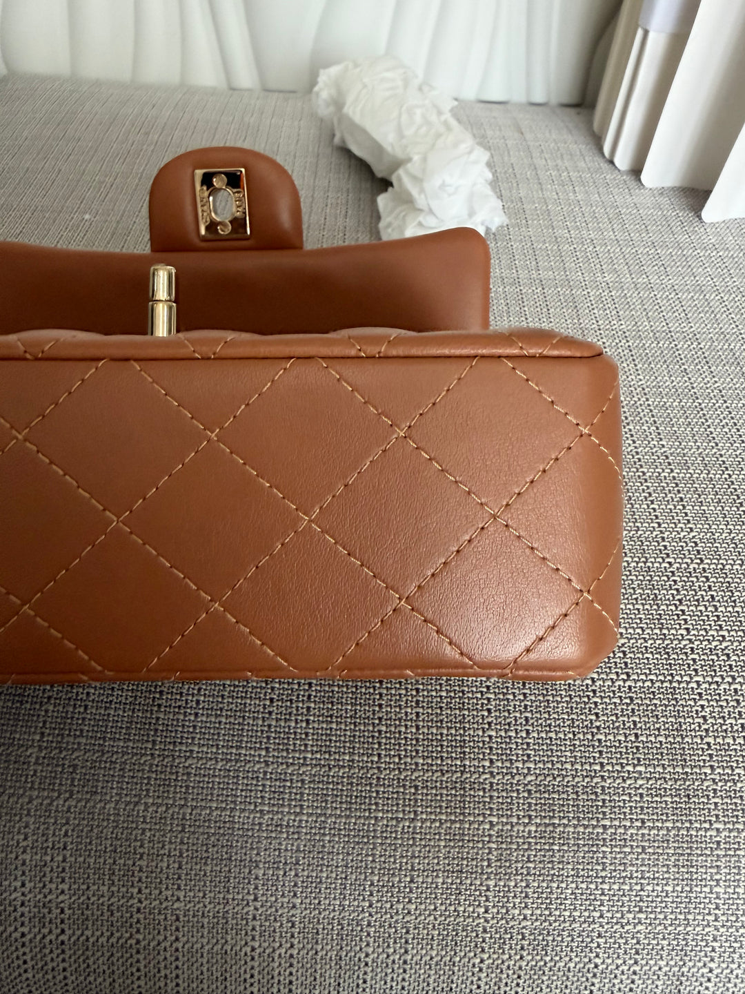 CHANEL 22S collection Caramel Brown NB356 Lambskin LGHW Mini Rectangular Flap Bag 2022