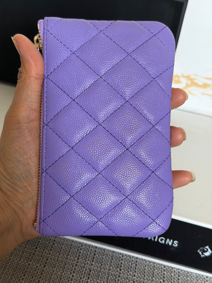 CHANEL series 28 20S purple caviar LGHW Mini O Case Pouch 15 cms