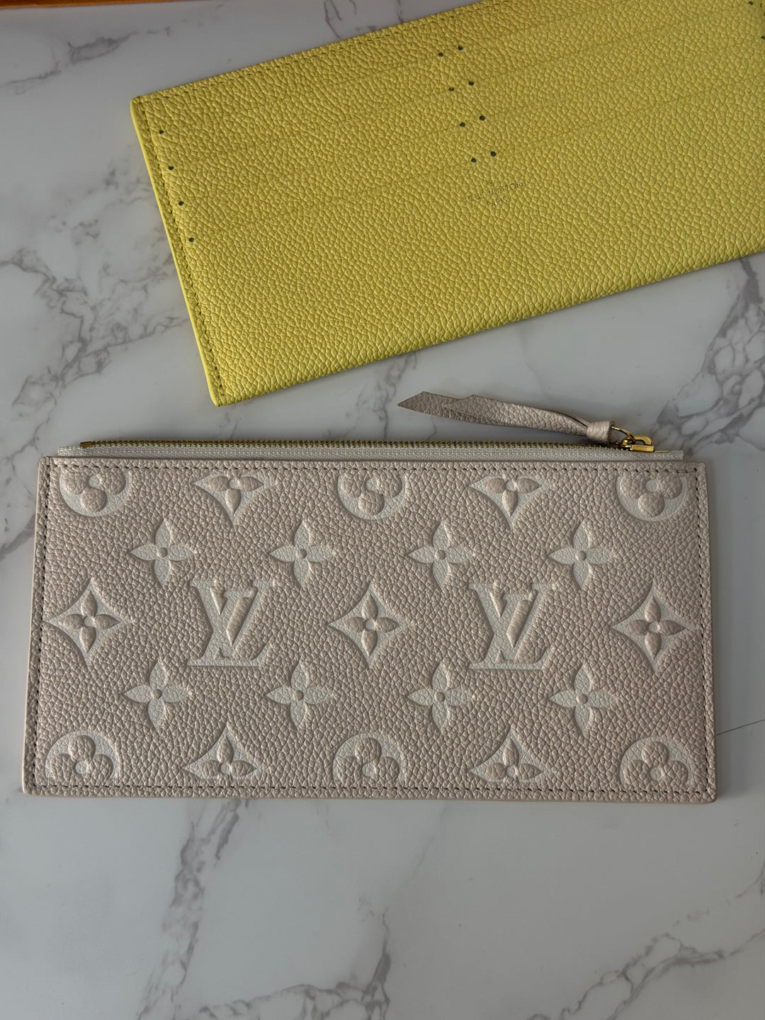 LOUIS VUITTON LV Pochette Felicie 2022 Pink/Beige/Yellow Emprinte Leather