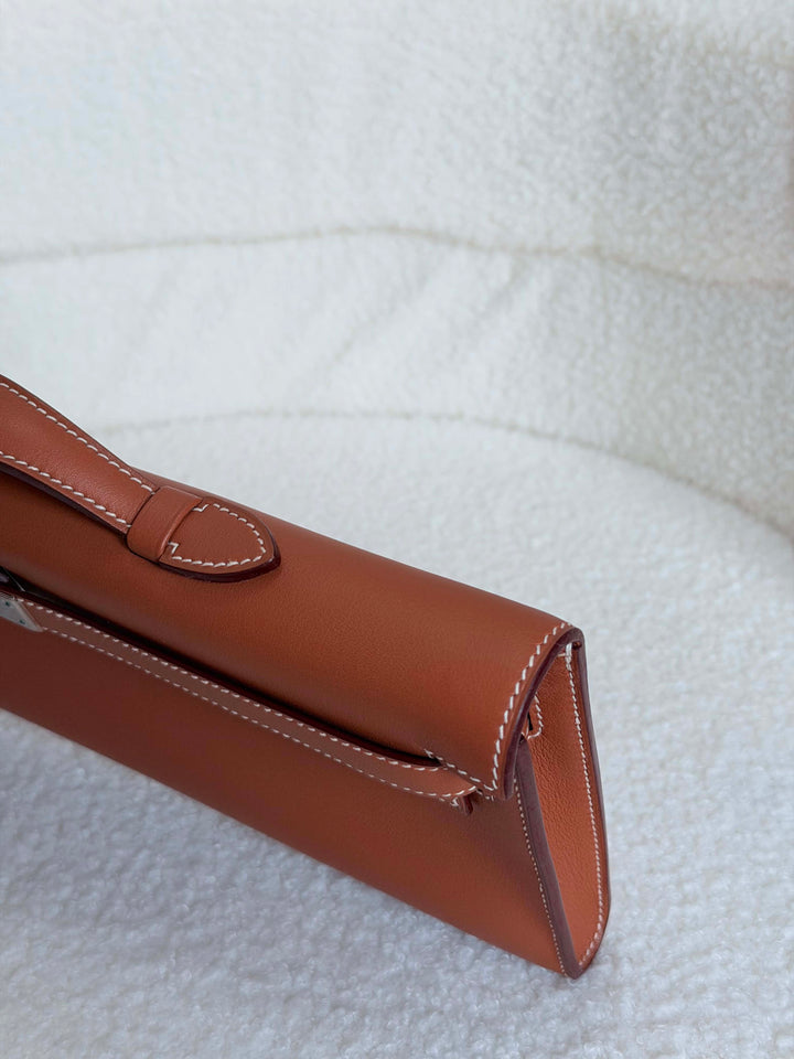 HERMÈS Kelly Cut Gold Swift Leather PHW 2014 Stamp R in []
