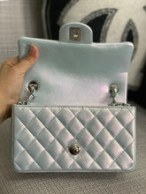 Load image into Gallery viewer, Chanel 21K collection 2021 Iridescent Light Blue Calf skin SHW Mini Rectangular Flap Bag
