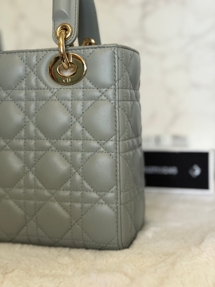 DIOR Lady Dior Grey Lambskin ABCDior size Small 2022 LGHW