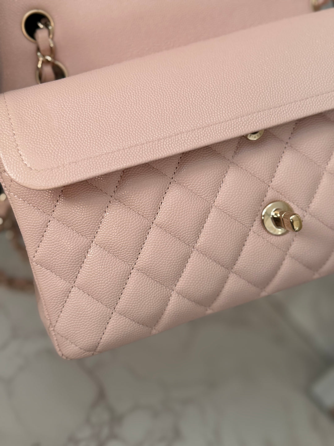 CHANEL 21C 2021 Rose Clair Caviar LGHW Medium ML 11.12 Timeless Classic Double Flap Bag