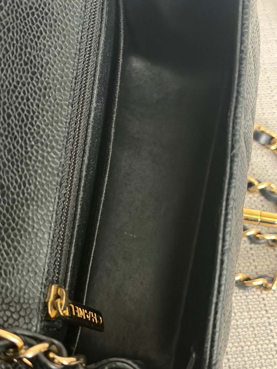 CHANEL series 13 Black Caviar GHW Vintage Square Mini Flap Bag with Edge stitching