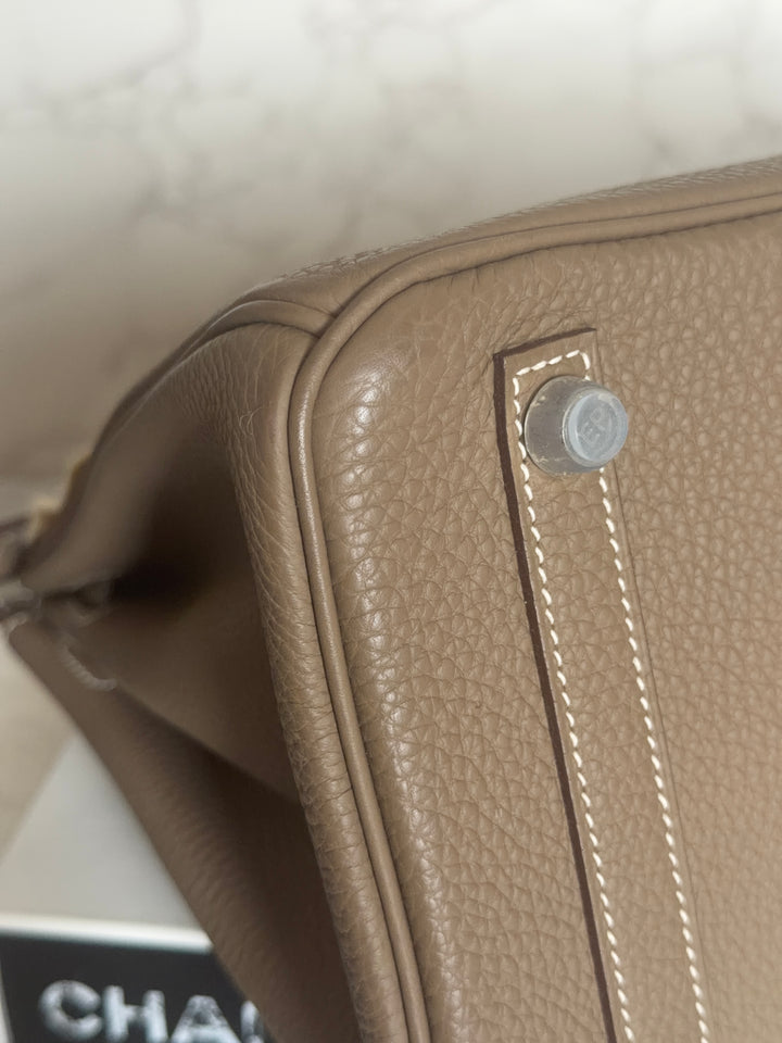 Hermès Etoupe Togo Leather PHW Birkin 30 Stamp A 2017