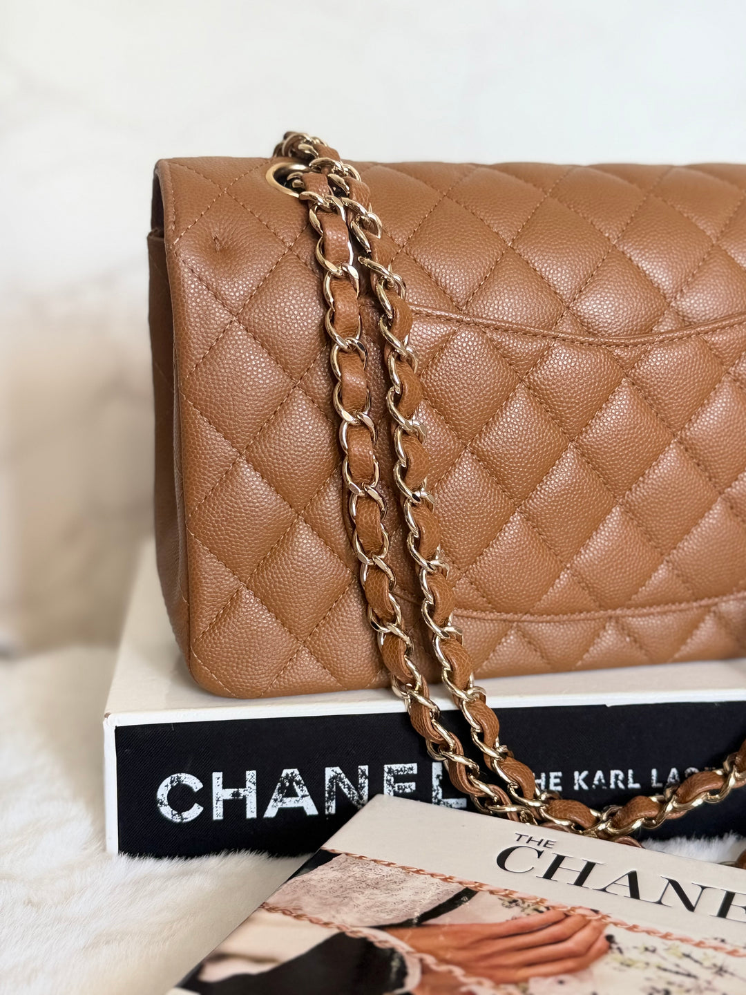 CHANEL 17C Brown Caramel Caviar LGHW Medium ML Timeless Classic Double Flap Bag 2016/2017