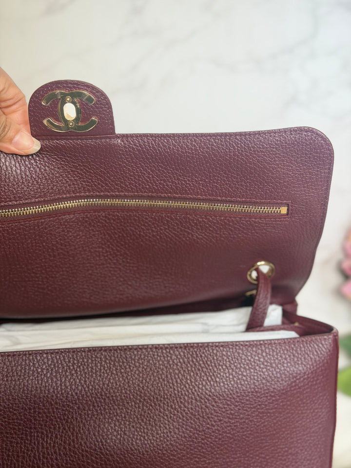 WA/Email to purchase only- CHANEL Burgundy Caviar LGHW 26S collection Matthieu Blazy Maxi 32 cms Flap Bag 2026
