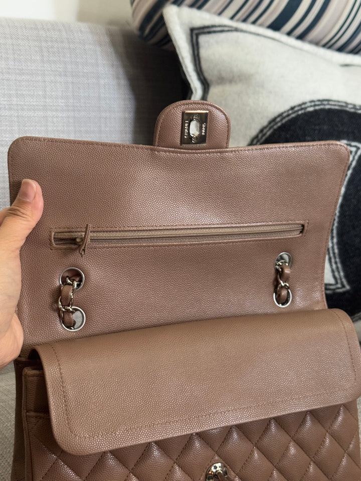 Chanel series 24 17B 2017 Fall/Winter Collection Taupe Caviar SHW Medium ML Timeless Classic Double Flap Bag