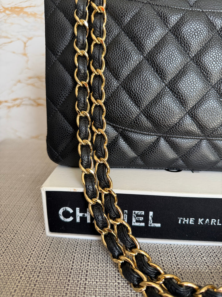 CHANEL series 15 Black Caviar GHW Jumbo Timeless Classic Double Flap Bag 2011