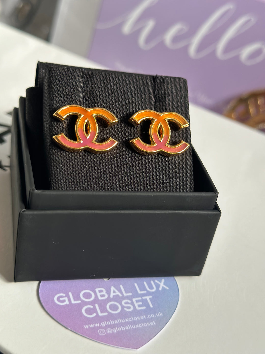 Chanel 23C Ombré Pink and orange Gold tone earrings