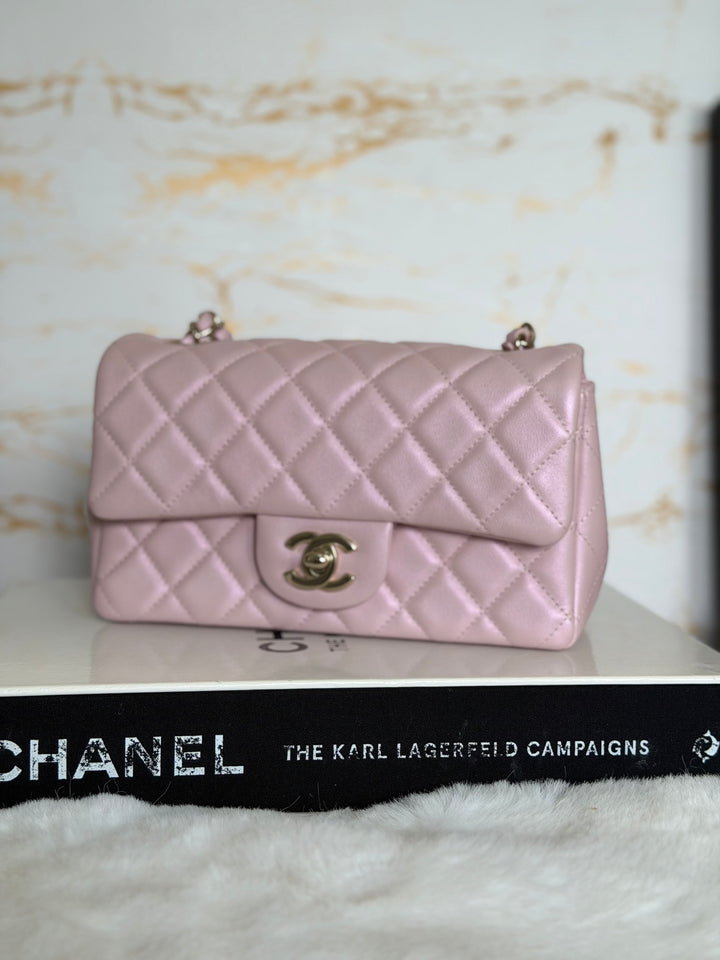 CHANEL 21S Light Pink Calf Skin LGHW Mini rectangular flap bag series 31 2021 *super rare*