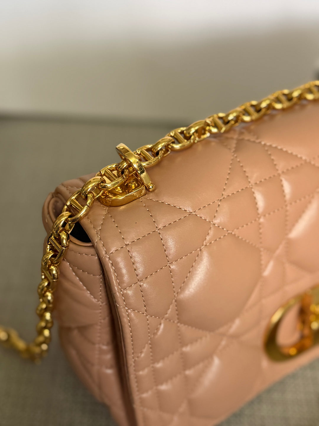 Dior Caro Flap Bag in Rose De Ven Calfskin GHW Medium 25 cms