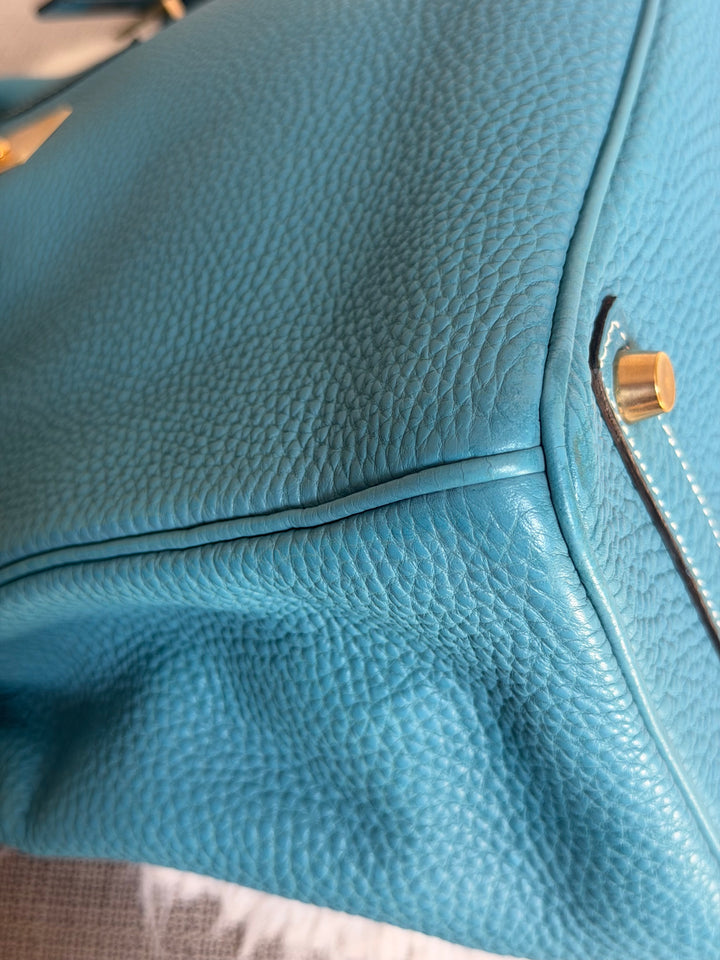HERMÈS Bleu Jean Togo Leather GHW Birkin 30 Stamp H in Sq 2004