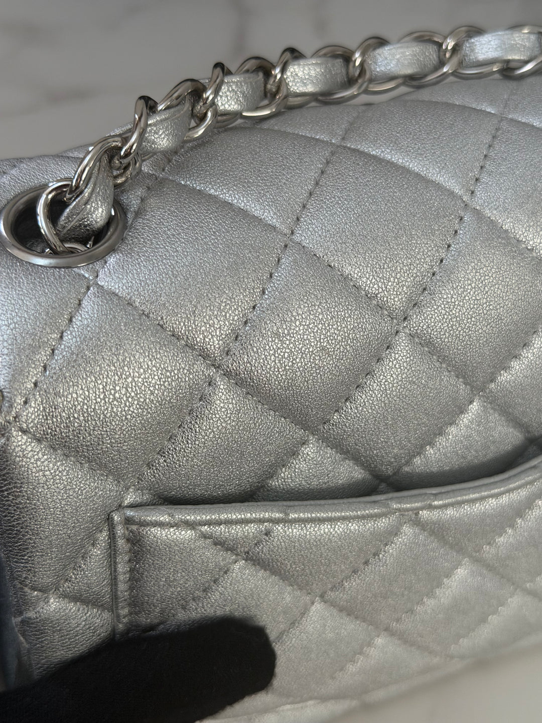 Chanel Series 31 21P Collection Iridescent Silver lambskin SHW Square Mini Flap Bag 2021