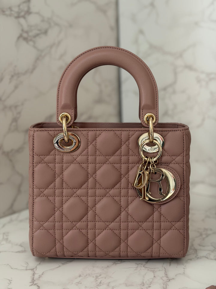 DIOR Lady Dior In Blush Lambskin LGHW size SMALL 2020