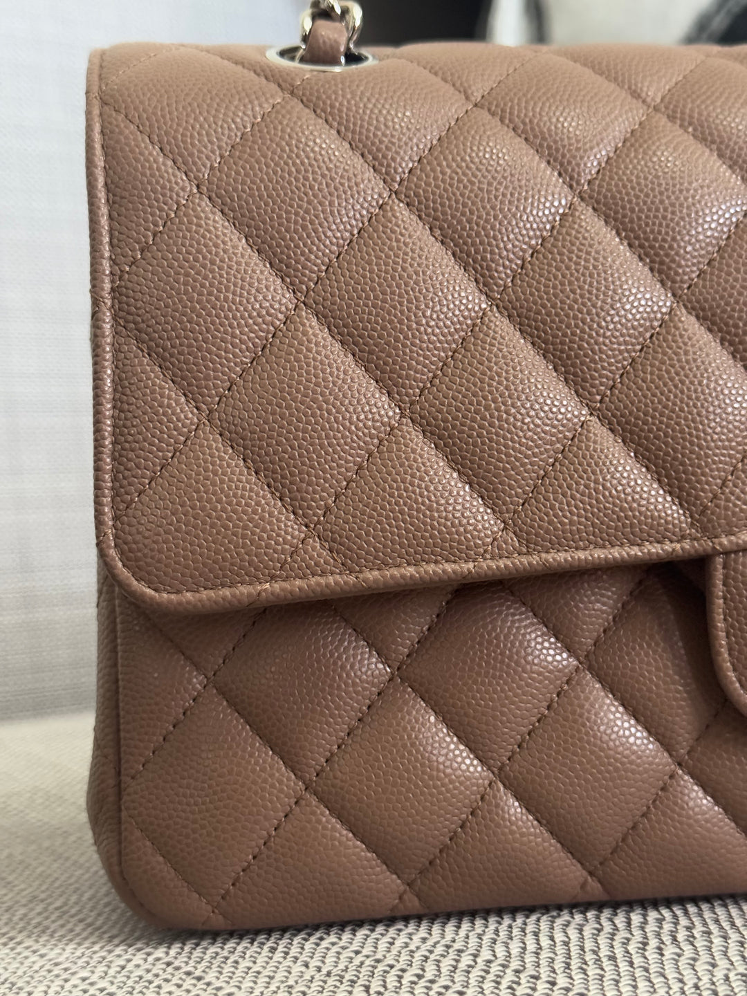 Chanel series 24 17B 2017 Fall/Winter Collection Taupe Caviar SHW Medium ML Timeless Classic Double Flap Bag