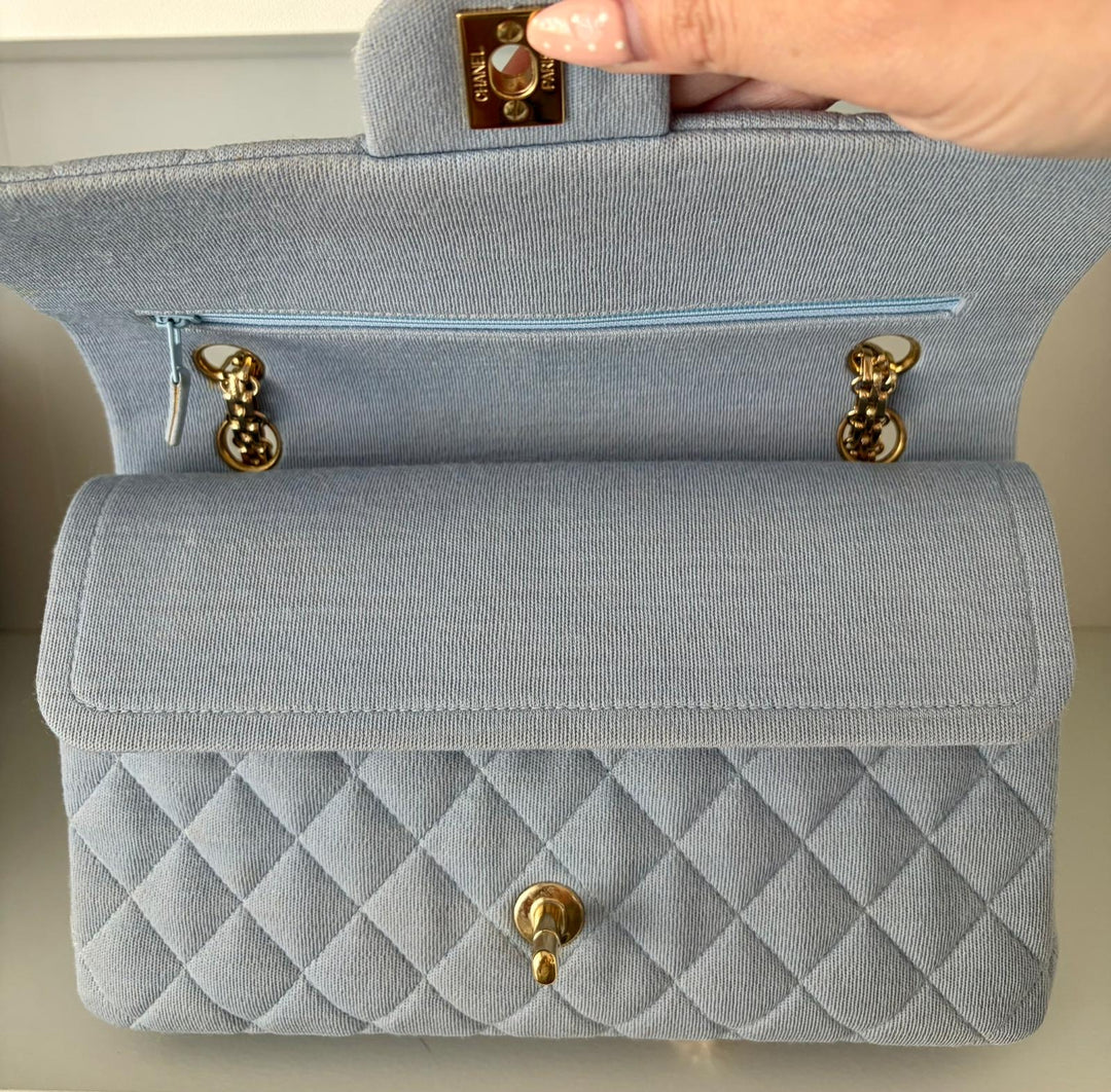 CHANEL Light Blue Jersey Reissue Flap Bag GHW