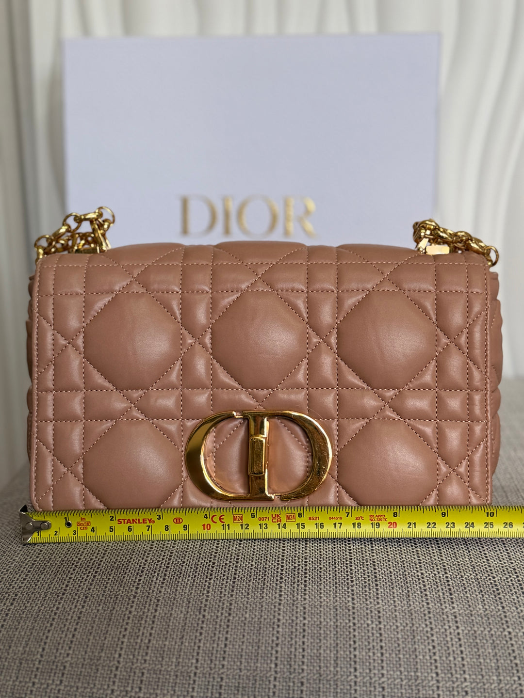 Dior Caro Flap Bag in Rose De Ven Calfskin GHW Medium 25 cms
