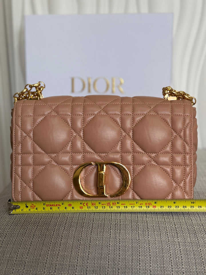 Dior Caro Flap Bag in Rose De Ven Calfskin GHW Medium 25 cms