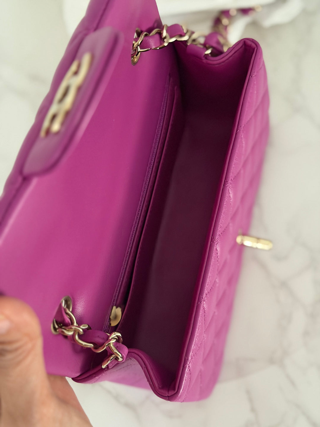 CHANEL 21C Collection 2020/2021 Purple Lambskin Champagne GHW Mini rectangular flap bag