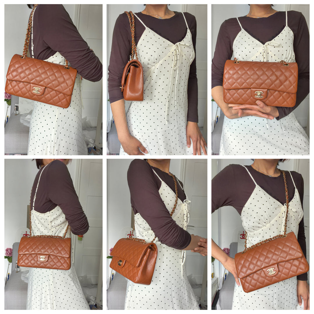 CHANEL Brown Tan Caviar LGHW Medium ML Timeless 11.12 Classic Double Flap Bag 2023 (Very close to H gold)