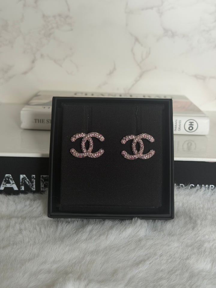 CHANEL 26A 2026 Pink Multi coloured Crystal Earrings 2 cms