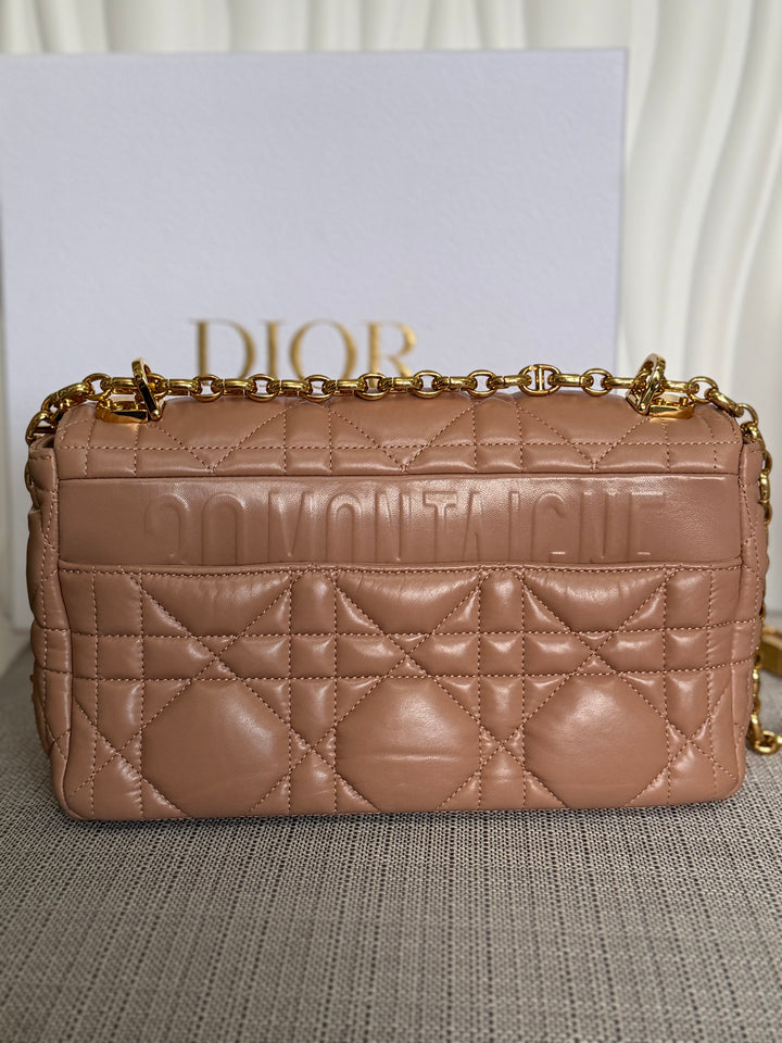 Dior Caro Flap Bag in Rose De Ven Calfskin GHW Medium 25 cms