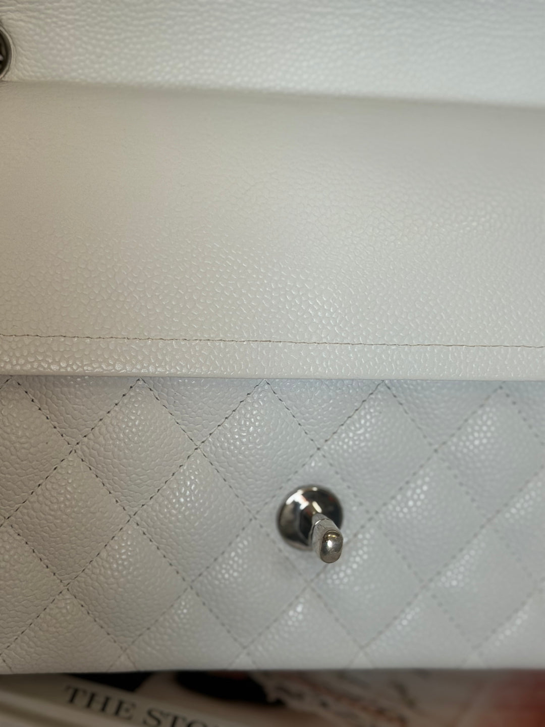 CHANEL series 12 Vintage White Caviar SHW Medium ML Timeless Classic Double Flap Bag 2009