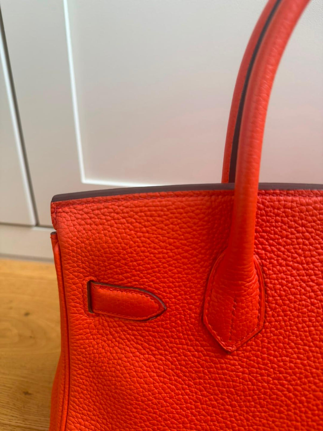 HERMÈS Orange Togo Leather PHW Birkin 30 Stamp X 2016