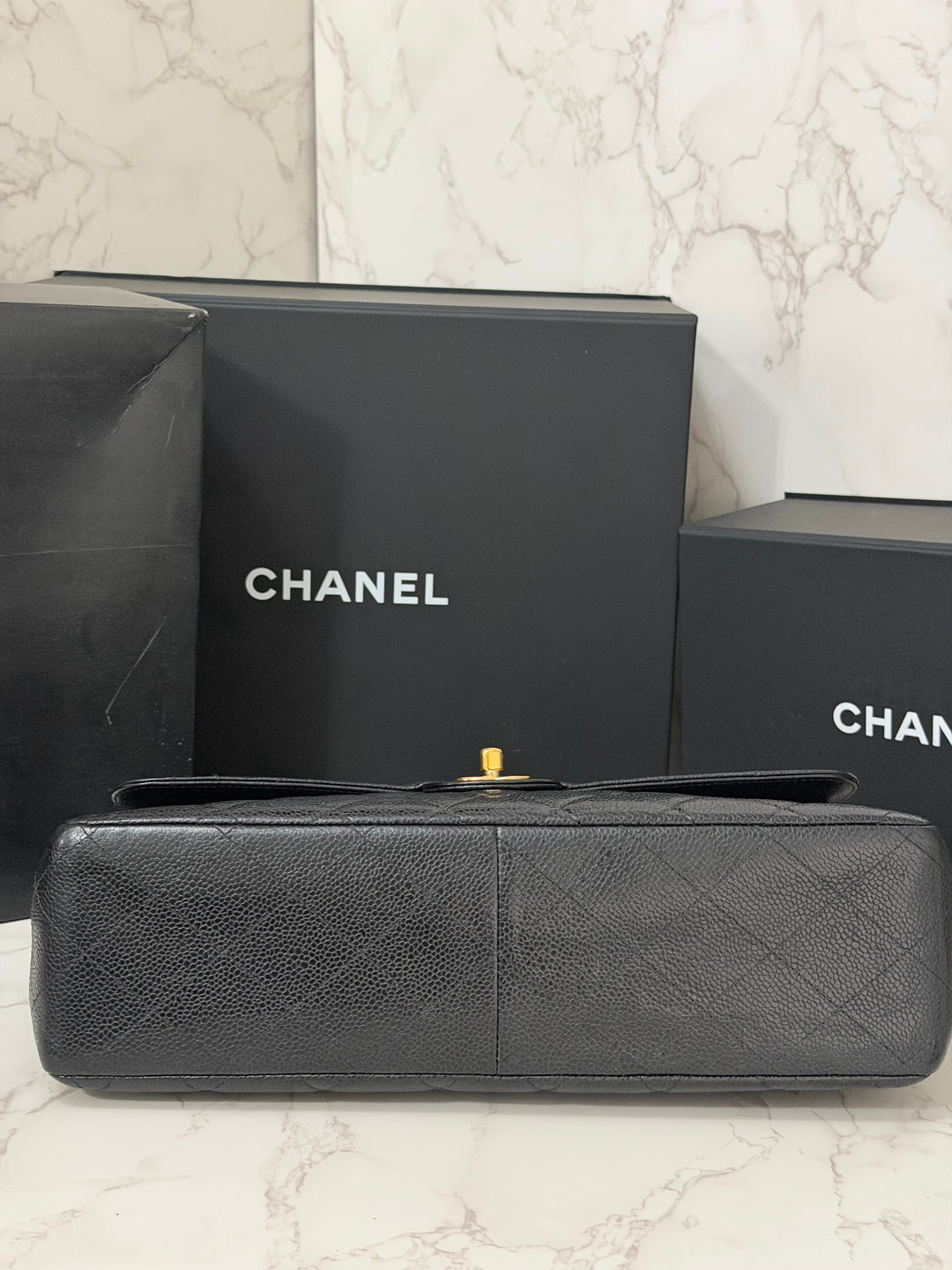 Chanel Series 7 24K GHW Black Caviar Vintage Jumbo Single Flap Bag 2008/2009