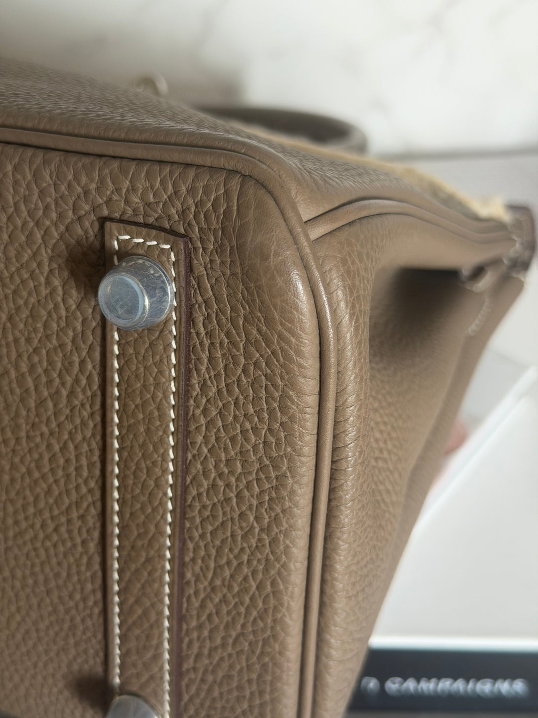 Hermès Etoupe Togo Leather PHW Birkin 30 Stamp A 2017