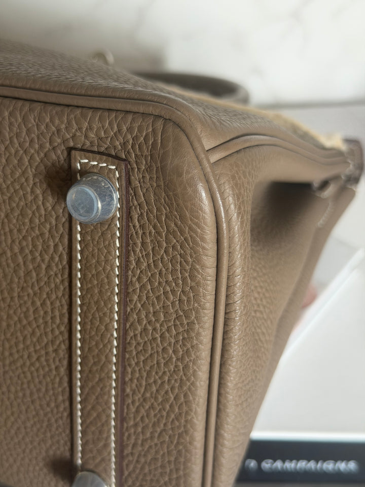 Hermès Etoupe Togo Leather PHW Birkin 30 Stamp A 2017
