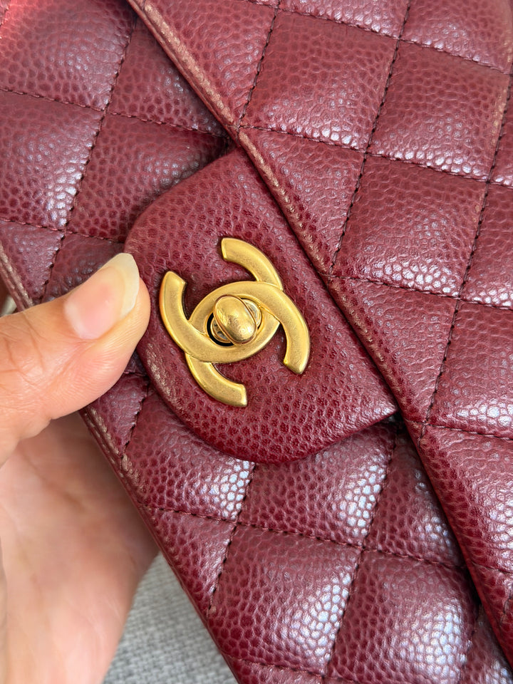 CHANEL series 21 15B collection Burgundy Caviar GHW Mini Rectangular Flap Bag 2015 RARE