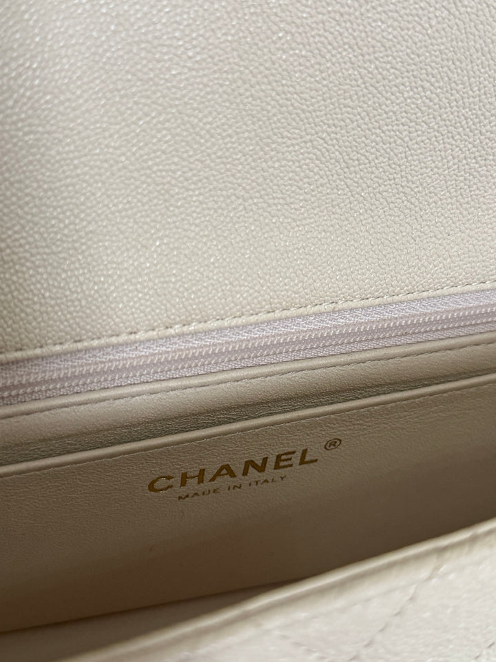 CHANEL 21S series 31 Beige Caviar Aged GHW Mini Rectangular Flap Bag with Top Handle 2021