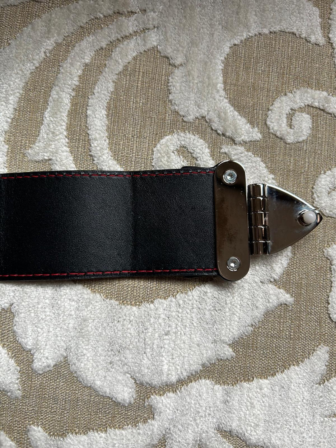 LOUIS VUITTON Red White and Black Leather Trunk Petite Malle with Silver Hardware 2015