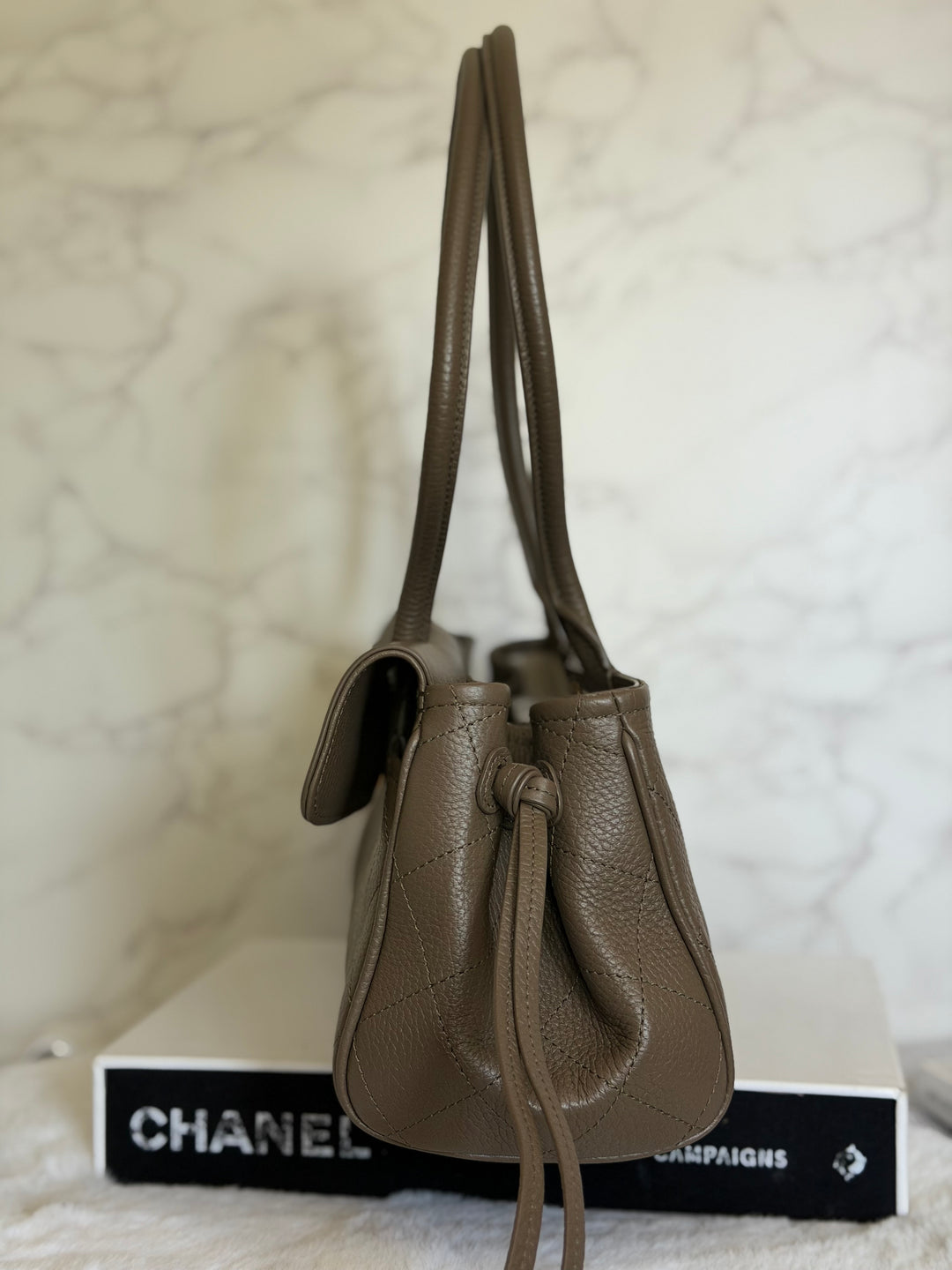 CHANEL Khaki Etoupe Caviar LGHW Urban Essentials East West Shopping Tote Bag size Small Matthieu Blazy 26A 2026