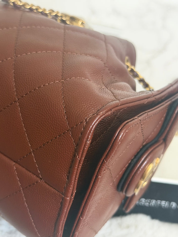 CHANEL 26S Brown Caviar Mini 25 Hobo Bag with Aged GHW 2026