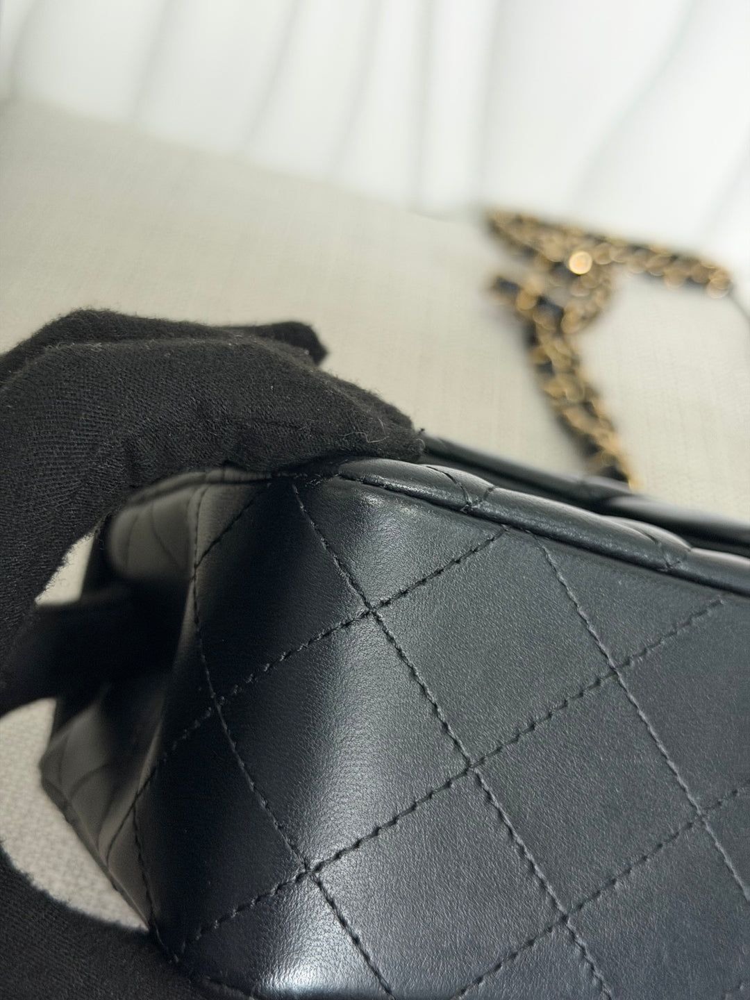 CHANEL Black Lambskin LGHW Mini Rectangular Flap Bag 2025