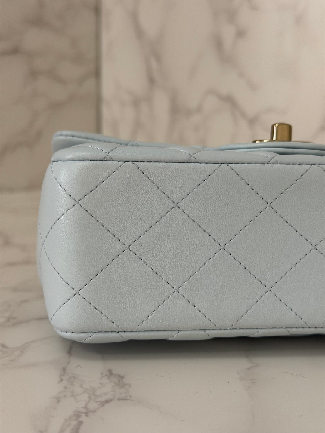 CHANEL 25S collection 2025 Light Baby Blue Lambskin LGHW Mini Rectangular Flap Bag