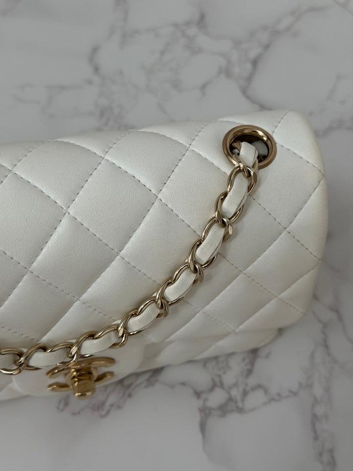 CHANEL series 23 2016 White Lambskin LGHW Mini Rectangular Flap Bag