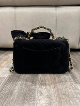 Load image into Gallery viewer, CHANEL 25K Collection 2025 Black Velvet Bow LGHW Mini Rectangular Flap Bag with Metal Top Handle
